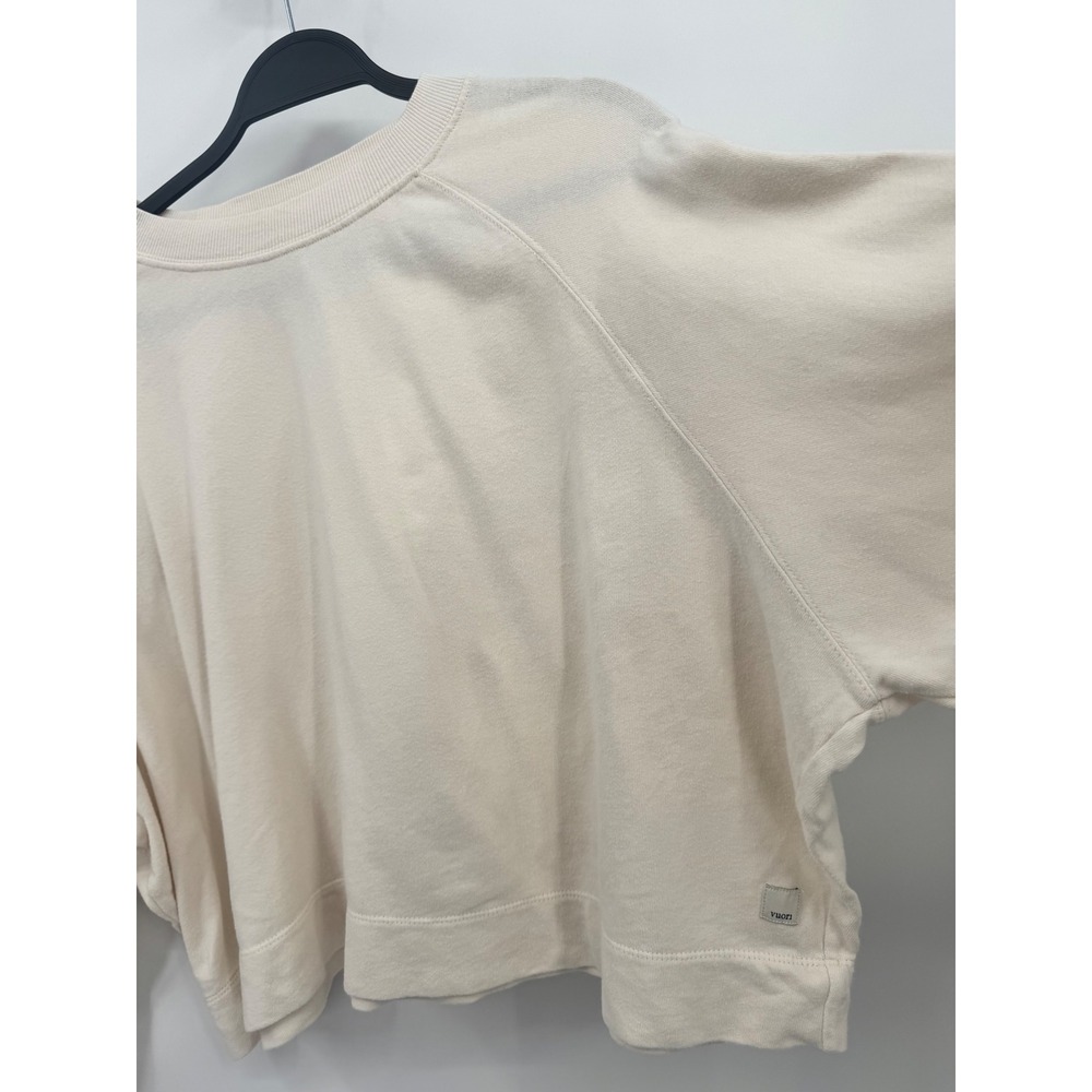 Vuori Sunnyside Women Medium Cream Organic Cotton Oversized Cropped Sweatshirt - Picture 6 of 8